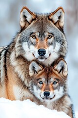 Loving Moment Between Two Wolves Together