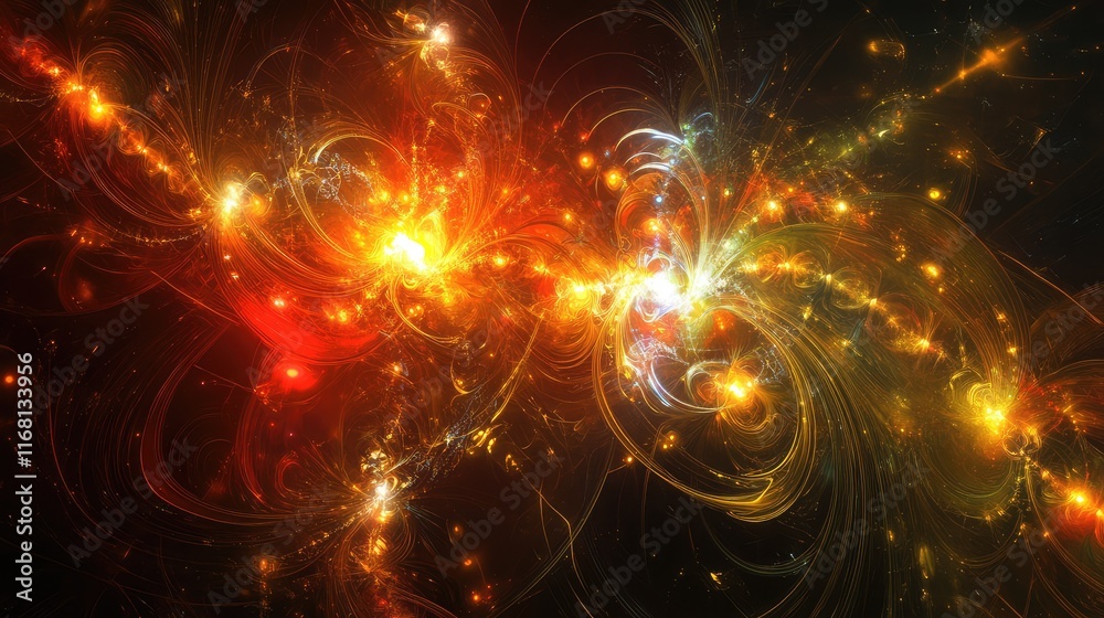 Poster abstract futuristic ai graphics featuring glowing circuits and dynamic patterns in vibrant colors an