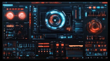 Abstract high-tech AI holographic interface with glowing data flow patterns and futuristic textures