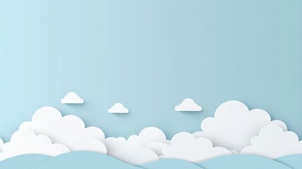 Light Blue Background with White Bokeh and Clouds.