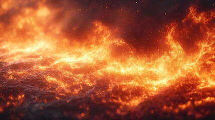 Fiery eruption of lava waves volcano landscape visual content natural environment close-up elemental power