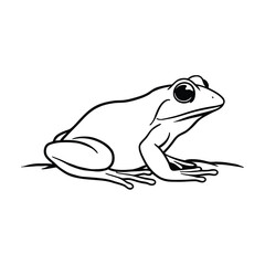 reptiles- frog line and fill art vector illustration