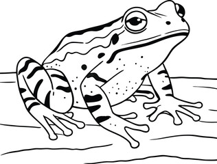 reptiles- frog line and fill art vector illustration