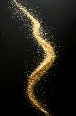 Golden Glitter Trail: A Luxurious Swirl of Sparkle Against a Dark Background