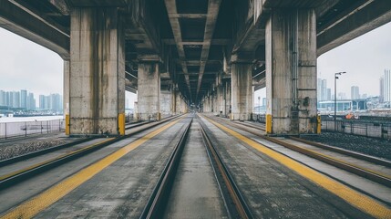A minimalistic view of a clean cargo terminal with wide empty spaces and organized structures, emphasizing logistics and transport
