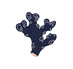 Coral reef branch. Sea underwater sponge fauna. Exotic tropical marine plant with thick tube structure. Undersea under water natural element. Flat vector illustration isolated on white background