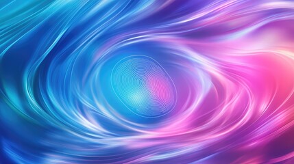 Close-up of a glowing fingerprint icon surrounded by swirling lines of light, symbolizing creativity, set on a bright gradient background