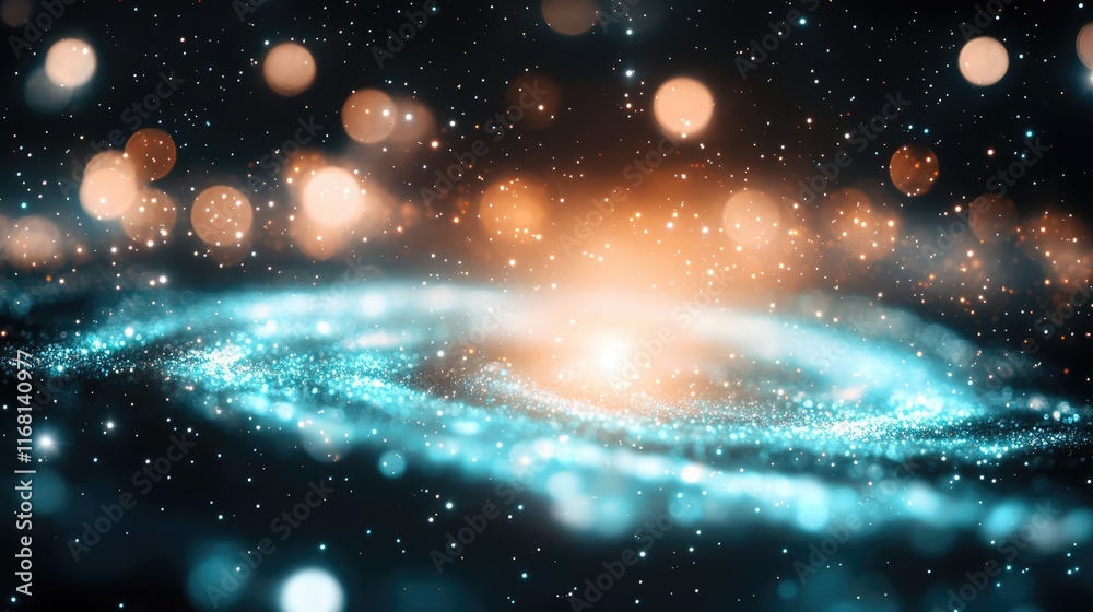 Wall mural galaxy abstract background idea. an abstract representation of a galaxy with sparkling stars and vib