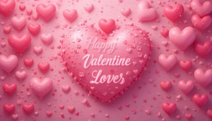 Obraz premium Valentine's Day, a celebration for all lovers, adorned with pink hearts - Vector illustration.