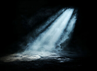 Naklejka premium Mystical Light Beam Illuminating Dark Landscape
