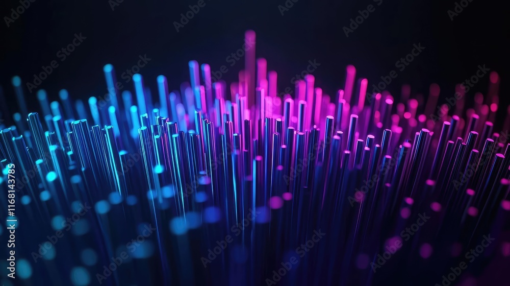 Wall mural burst abstract background idea. vibrant abstract representation of data flow in blue and pink hues.