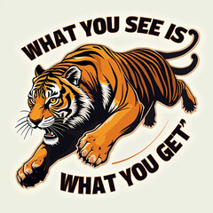 a tiger with the words what you see is
