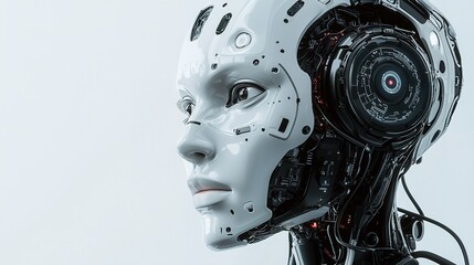 Fototapeta premium Advanced Robotic Head: AI & Mechanics