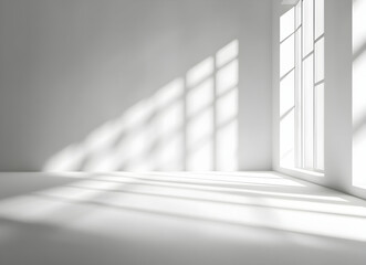 Obraz premium Sunlit Minimalist Interior: White Room with Window Light
