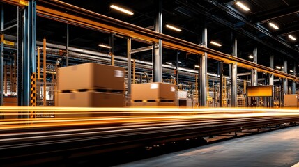 Fast-Paced Freight Movement Warehouse Industrial Scene Interior Dynamic