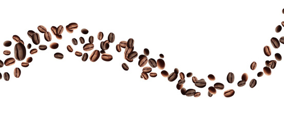Coffee beans isolated on white background. Wave of Coffee bean background. Vector illustration Mesh gradient wes used