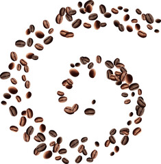Coffee beans isolated on white background. Wave of Coffee bean background. Vector illustration Mesh gradient wes used