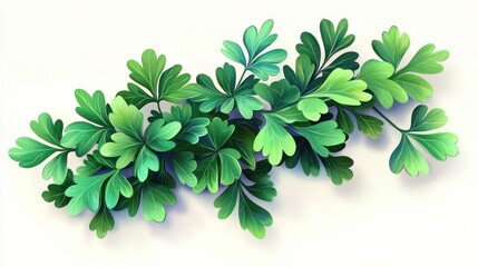 Fototapeta premium Lush Green Foliage Arranged Artistically on White