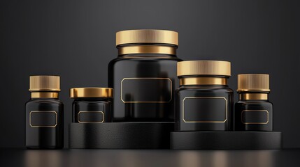 Premium dietary supplement bottle with luxury gold label.