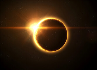 Obraz premium Golden Celestial Eclipse: A Cosmic Sunrise