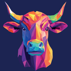 Colorful Low Poly Bull Vector illustration