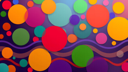 A colorful abstract background with overlapping circles and wavy lines