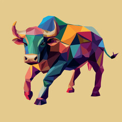 Obraz premium Colorful Low Poly Bull Vector illustration
