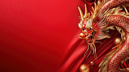 Naklejka premium Chinese New Year Celebration A Close-up of Majestic Dragon Art