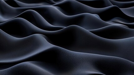 Obraz premium Velvet abstract background idea. Close-up of smooth, flowing black fabric waves creating an elegant texture.