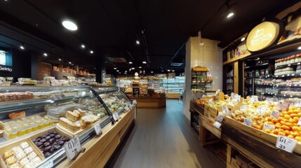 Grocery Store Interior: Fresh Produce, Baked Goods, and More