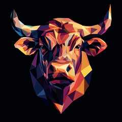 Colorful Low Poly Bull Vector illustration