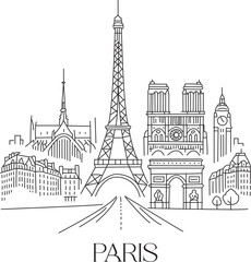 Paris City Line Draw Simple Minimalist