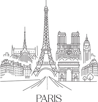 Paris City Line Draw Simple Minimalist