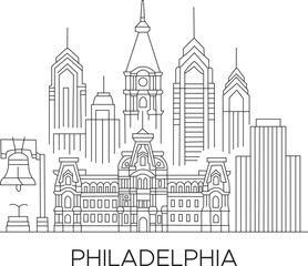 Philadelphia City Line Draw Simple Minimalist