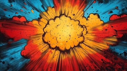 Comic Book Explosion Dynamic Effects Retro Pop Art Vivid Colors Hand-Drawn Graphic Doodles for Movement and Emotions