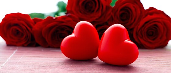 Romantic Valentine's Day Card with Hearts and Flowers