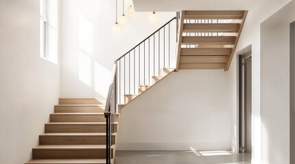 Fototapeta premium Stylish Modern Hallway with Natural Light and Unique Spherical Lighting - 1