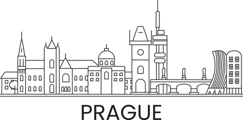 Fototapeta premium Prague City Line Draw Simple Minimalist