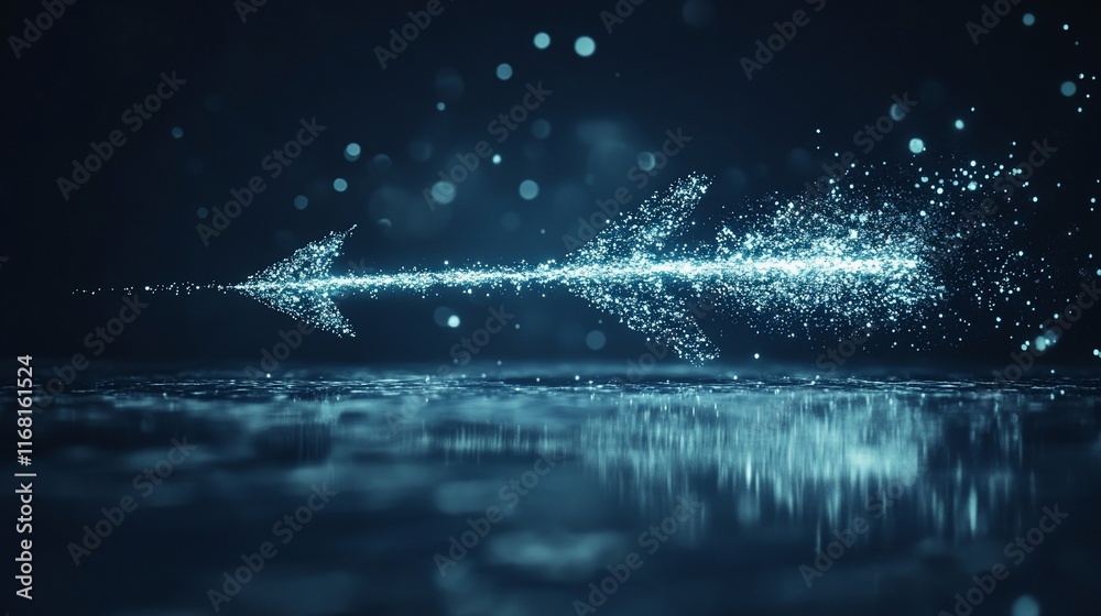 Wall mural a shimmering arrow composed of particles, symbolizing direction and movement through light.