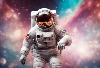 colored digital background astronaut soaring art