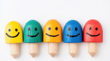 Satisfaction emotions pin and consumer behavioral on white background