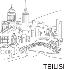 Fototapeta premium Tbilisi City Line Draw Simple Minimalist