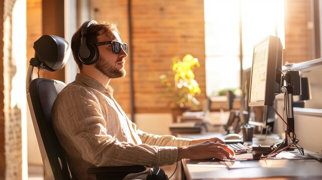 Inclusive Workspace with Visually Impaired Employee Using Assistive Technology