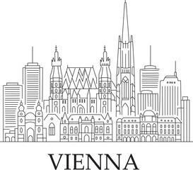 Naklejka premium Vienna City Line Draw Simple Minimalist