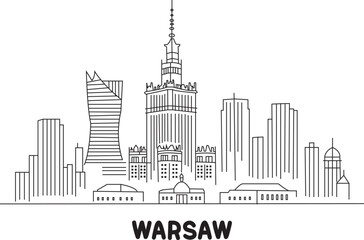 Obraz premium Warsaw City Line Draw Simple Minimalist