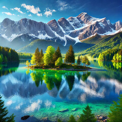 Obraz premium a lake and mountains