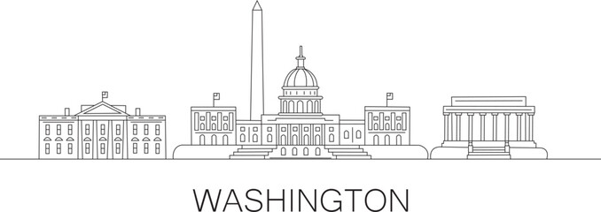 Washington City Line Draw Simple Minimalist