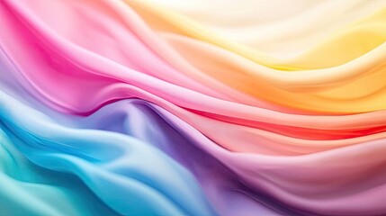 Obraz premium Rainbow abstract background idea. Vibrant silky waves of colorful fabric creating a smooth and elegant texture.