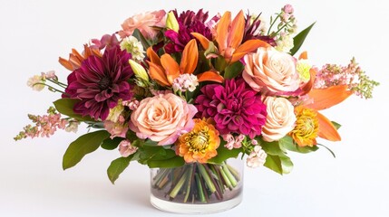 Autumnal Flower Arrangement in Glass Vase