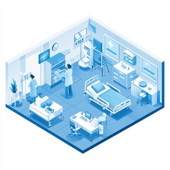 Obraz premium Modern Healthcare Facility with Medical Equipment and Professional Staff in a Clean and Organized Environment